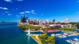 detroit skyline from the lake