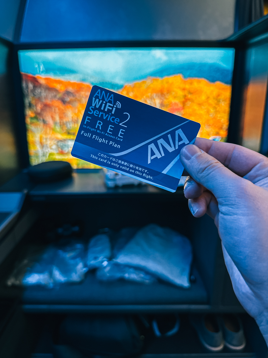 ANA First Class Wi-Fi voucher.