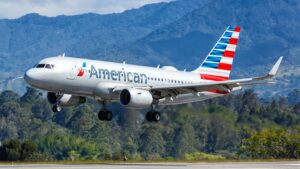 American Airlines Plane Landing. 