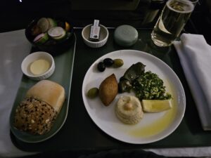 etihad airways business class appetizer arabic mezze