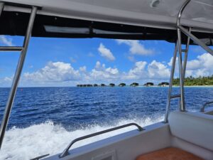 park hyatt maldives overwater villas from boat