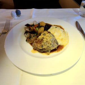 Lufthansa 747-8 First Class Beef Filet Entree