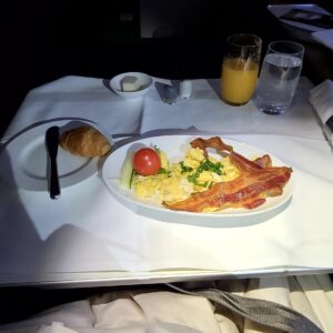 Lufthansa 747-8 First Class Breakfast