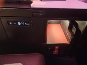 virgin atlantic business class storage shelf shoe storage