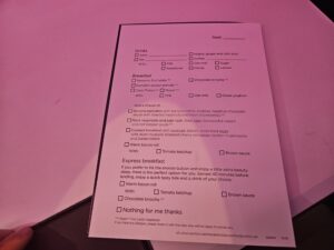 Landing breakfast card virgin atlantic business class upper class