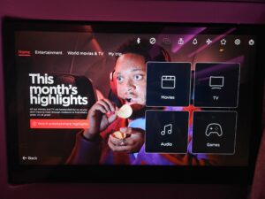 virgin atlantic touchscreen television business class