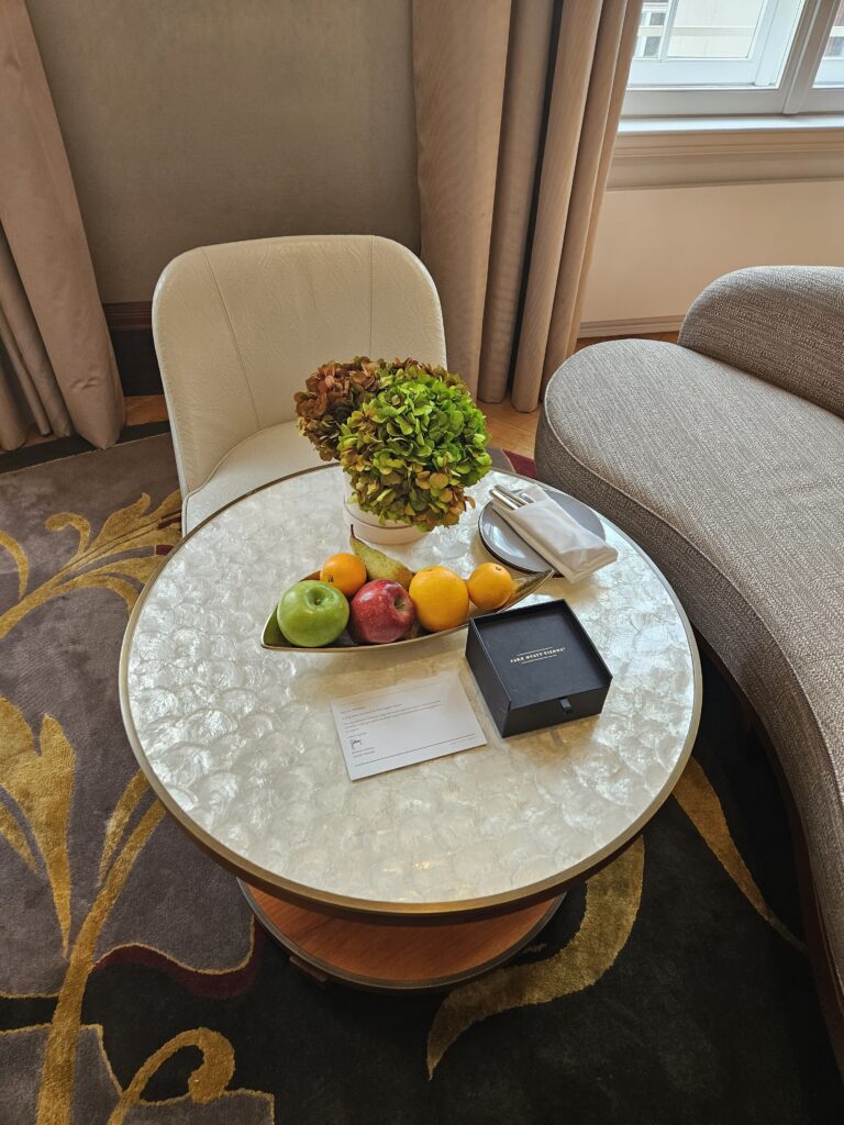 park hyatt vienna park hyatt deluxe welcome amenity fruit flowers chocolate welcome note personalized