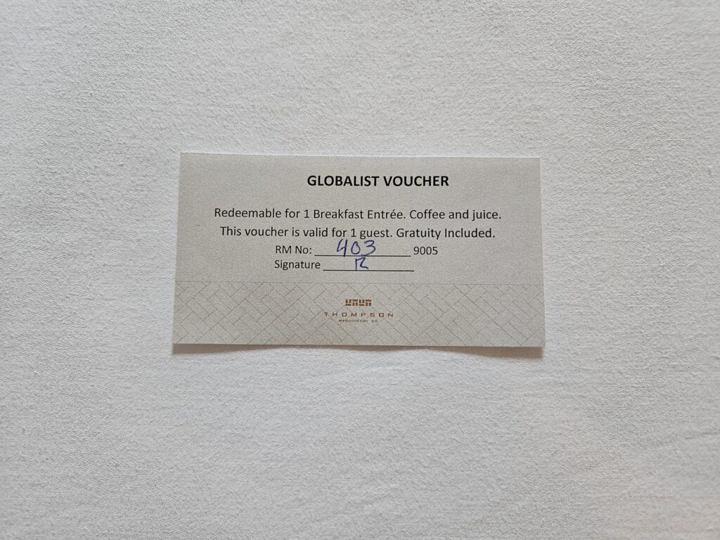 globalist breakfast voucher surveyor washington dc thompson bar