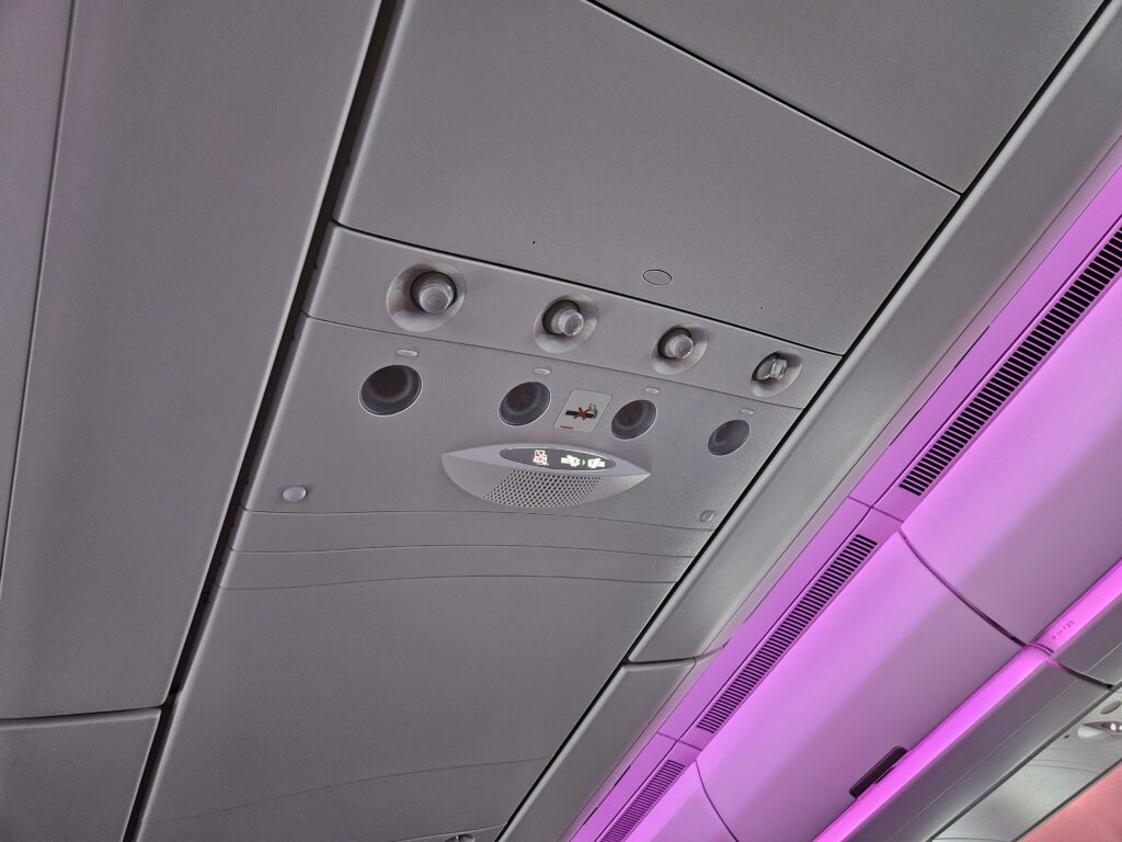 air conditioning vent a/c ac overhead over head light premium economy virgin atlantic a330