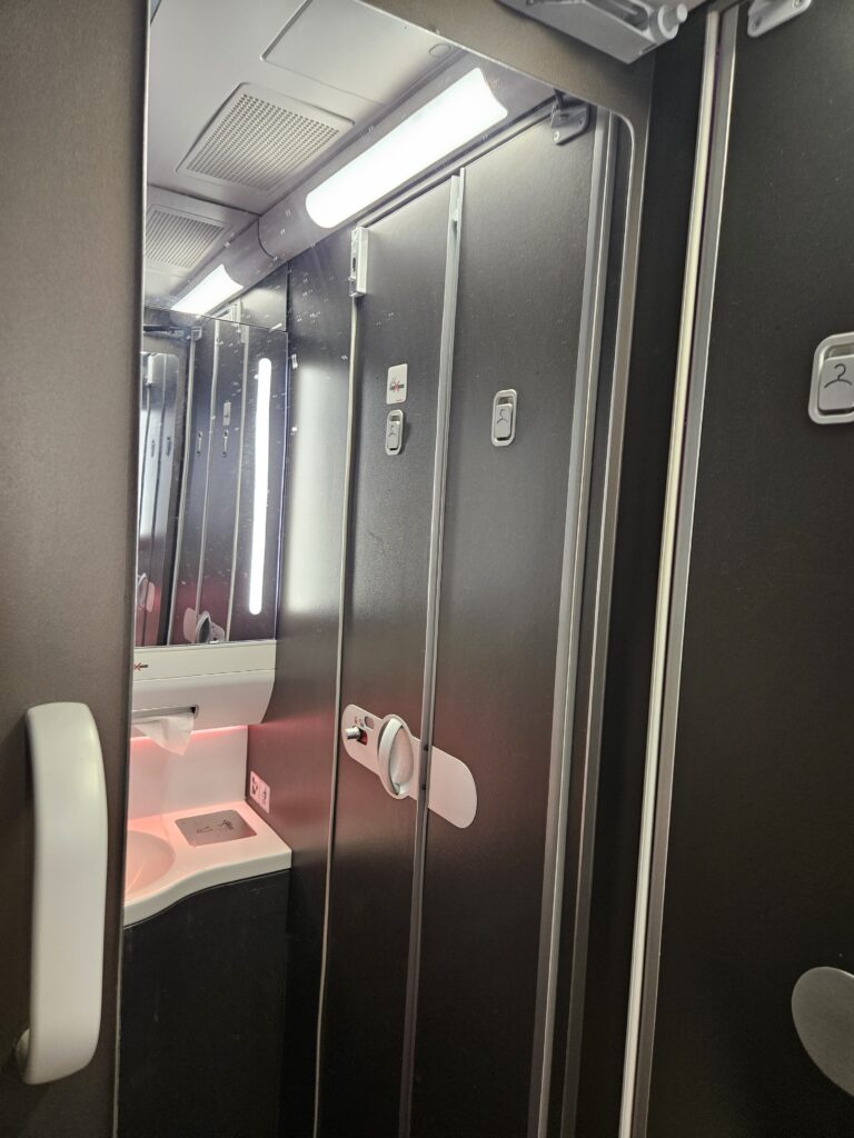 virgin atlantic premium economy a330 lavatory bathroom restroom full length mirror