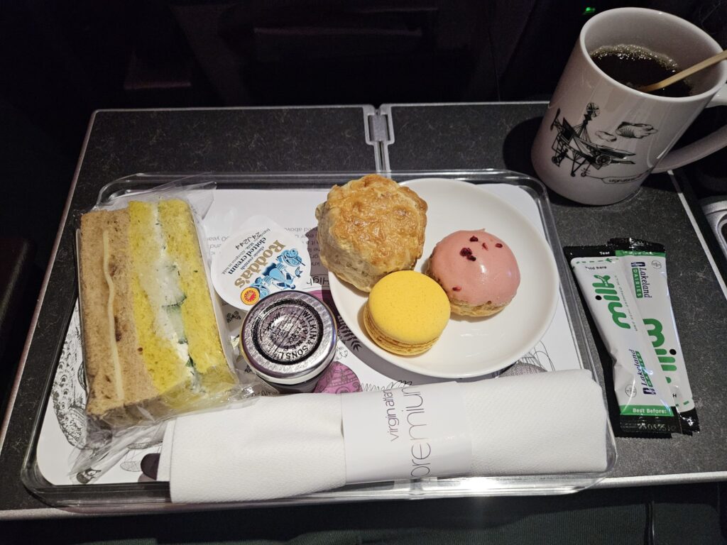 high tea jam cream finger sandwiches premium economy virgin atlantic a330