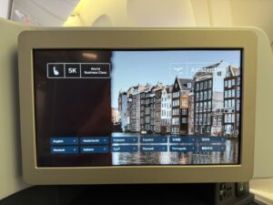 KLM Boeing 777-300ER Business Class Entertainment Screen